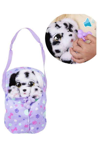 Giochi Presiozi Baby Paws Sesli Yavru Köpek Pelüş 20 cm Dalmaçyalı Mor Çanta