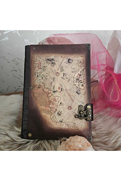 Legend Deri PİRİ REİS HARİTASI Hakiki İTALYAN Deri Özel EFEKTLİ El Yapımı Defter