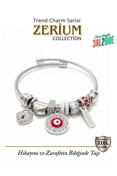 ZERİUM سوار ساحر بتصميم عصري من الفولاذ الأنيق من الجيل الجديد مع مفتاح وخرز ...