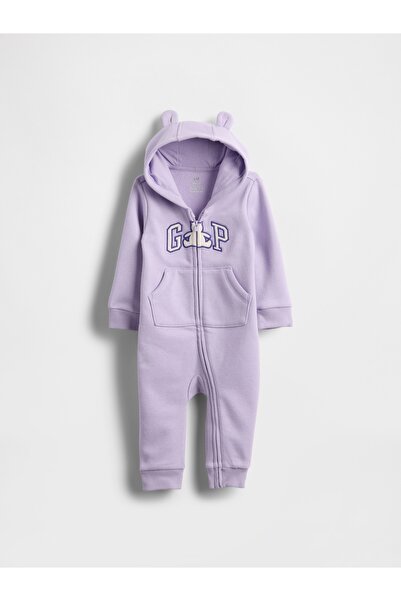 GAP Bebek Lila Kapüşonlu Logo Tulum