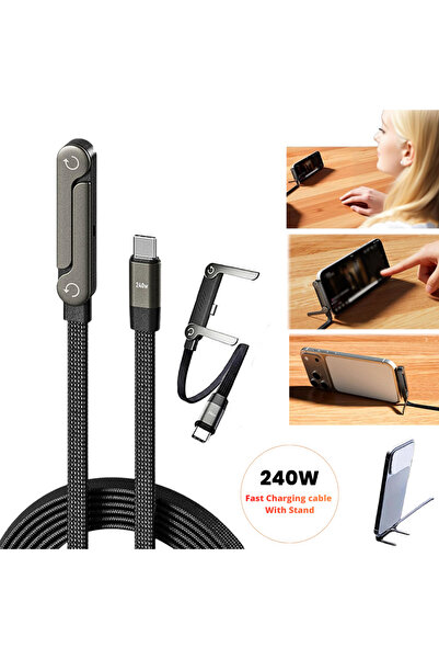 Generic كابل شحن سريع USB-C إلى USB-C بقدرة 240 واط وطول 1.5 متر