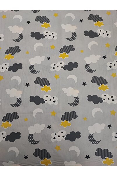 Bebek Özel O metru de țesătură 100% bumbac, gri, cu model Moon Cloud, 240 cm ...
