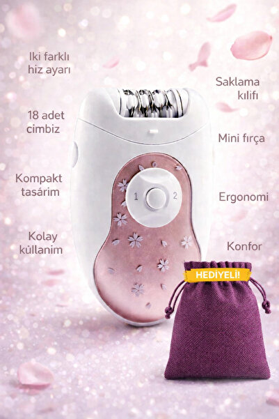 Arzum Rosy Epilasyon Cihazı Ar502918 18 Cımbızlı Pro Multi - Mürdüm Jüt Çanta...