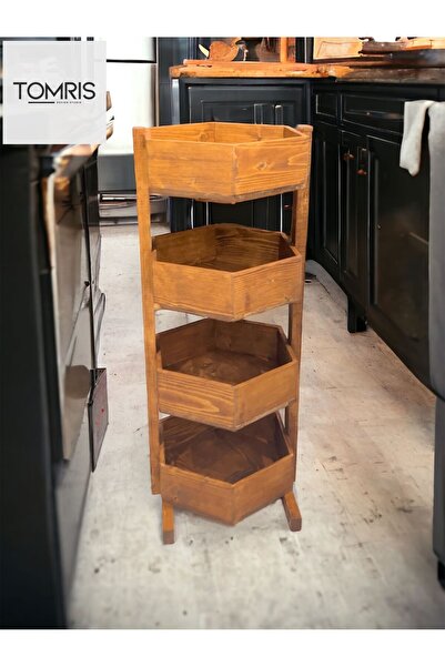 TOMRİS DESİGN Ahşap Banyo Düzenleyici Mutfak Düzenleyici Çok Amaçlı Raf, Altı...