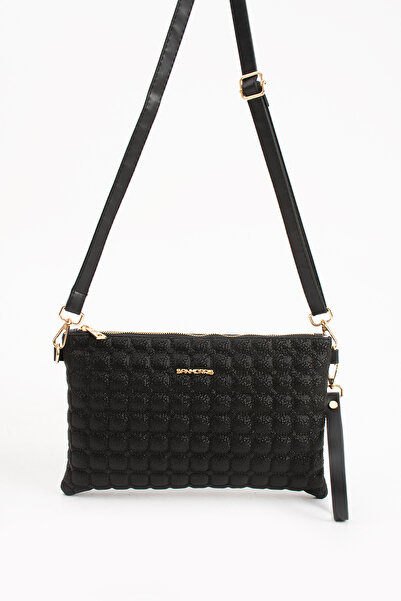 Sanmorris حقيبة يد نسائية من الجلد الصناعي بنمط الفسيفساء باللون الأسود قابلة...