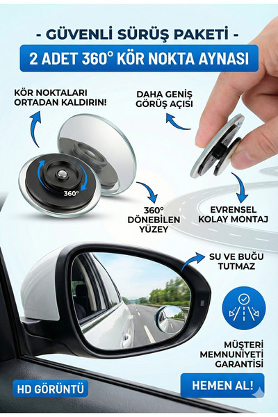 LOVYCO 2 Adet 360° Ayarlanabilir Kör Nokta Aynası - Geniş Açılı Park Yardımcı...