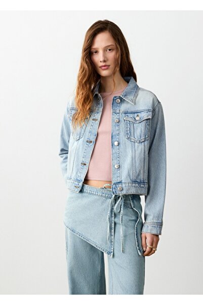 Mango Teen Kürk yakalı denim mont