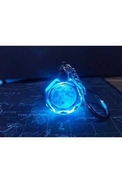 Prime Feel Renkli Işıklı Kristal Dolunay Figürlü Modern Çanta ve Anahtarlık Süsü