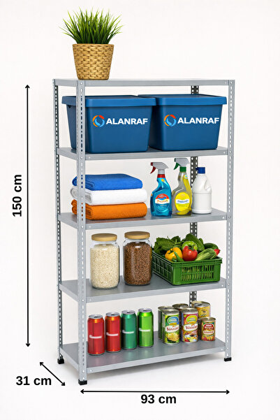 ALANRAF 5 Katlı Galvaniz Çelik Raf - Depo, Arşiv, Kiler, Dosya, Market Rafı 3...