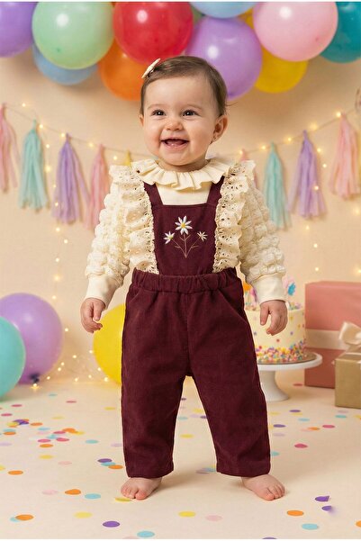 yukobaby bebeğiniz için en doğalı Baby Girl Holiday Floral Embroidered Scallo...