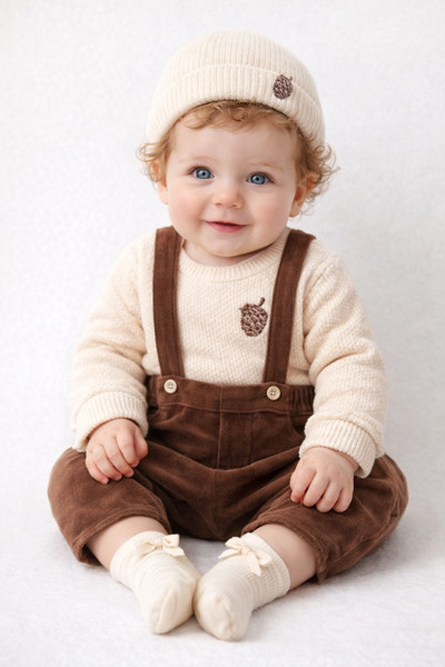 Naka Concept Oak Baby Erkek Bebek 4 Parça Salopet Set | Organic Cotton Knit B...
