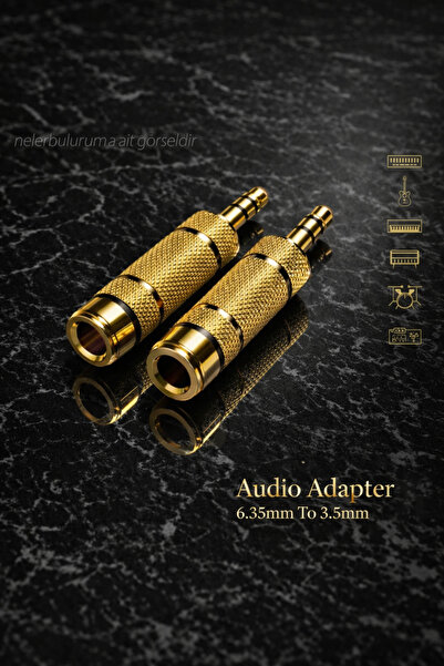 nelerbulurum قطعتان من محول جاك ذهبي اللون - محول جاك من كبير إلى صغير (يحول ...