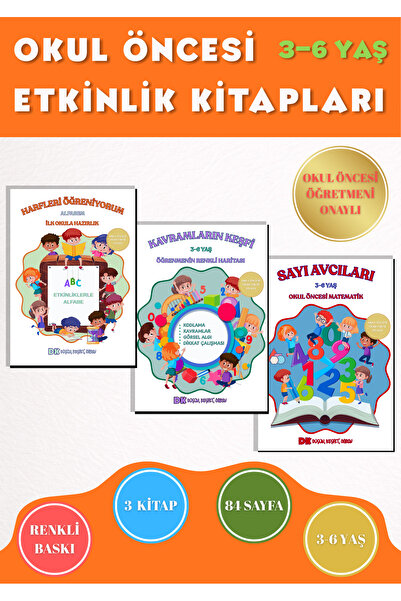 Anonim Yayıncılık 3-6 Yaş Okul Öncesi Eğitim Seti | 3 Kitap Alfabe, Kavramlar...
