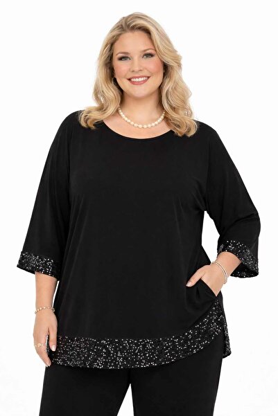 Zer Otantik Μακρύ και κομψό βραδινό φόρεμα με παγιέτες και μανίκια μεγάλου με...