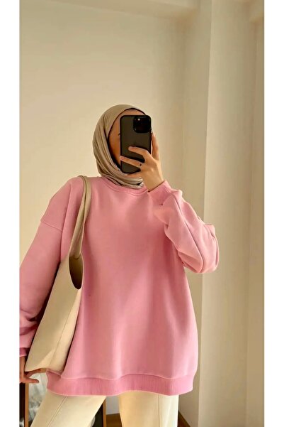 AKIZER Tesettür Bağlamalı Tunik Pembe