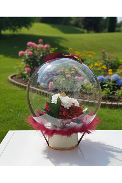 büyülücompany Büyülü Balon-Kırmızı Çiçek Tüylü Buketi Öğretmenler Doğum Sevgi...