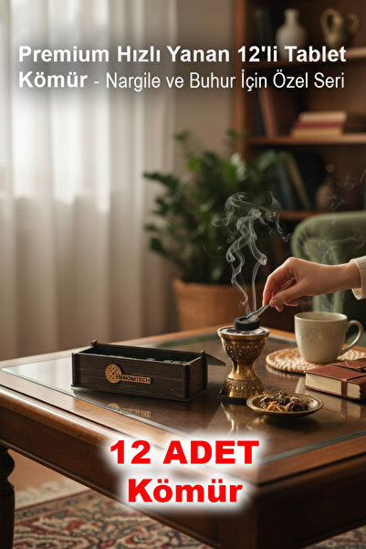 BenomTech Premium Hızlı Yanan 12'li Tablet Kömür - Nargile ve Buhur İçin Özel...