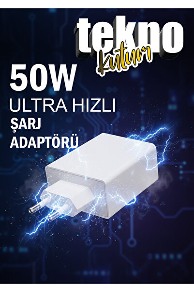 TEKNOKUTUM Aynı Anda İki Cihaz İçin 50W Ultra Hızlı Şarj Adaptörü – Type-C ve...