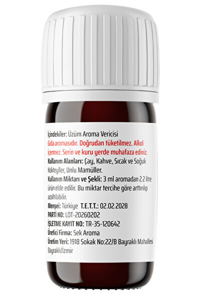 Sek Aroma Tekirdağ Yaş Üzüm Aroması 15 ML (5 LİTREYE UYUMLU)