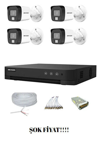 ORFE HİKVİSİON 4'LÜ GECE RENKLİ GÖRÜŞLÜ (16D0T Kamera) 2MP AHD SET