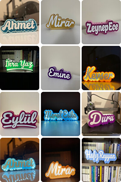 ALCAN D Her İsme Özel Işıklı İsim Kutusu – Şarjlı LED Gece Lambası - ( GÖRSEL...