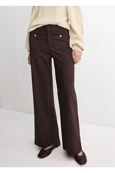 MANGO Woman Mücevher düğmeli düz kesim pantolon