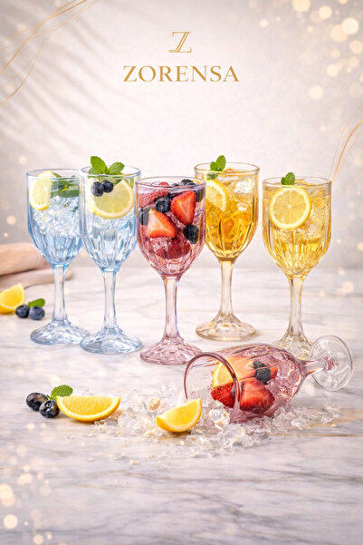 ZORENSA Modern Patterned Stylish Soft Drink Glass Crystal-Looking Glass Goble...