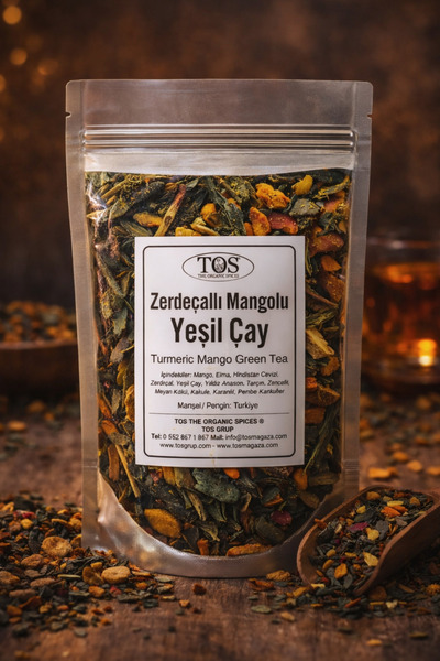 TOS The Organic Spices شاي المانجو الأخضر - الكركم، 40 جم (1. جودة)، شاي تورم...