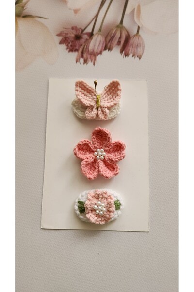 Baby Saçsız bebek tokası 0 3 yaş kelebek çiçek 3'lü set