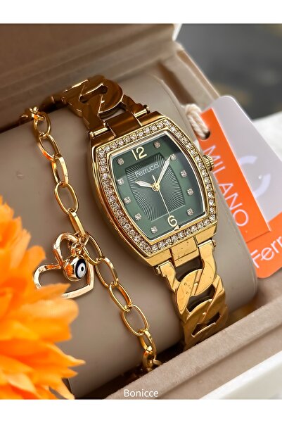 Ferrucci Women's Watch, Steel Strap, Yellow Color. Vintage Mini Case, Cut Gla...