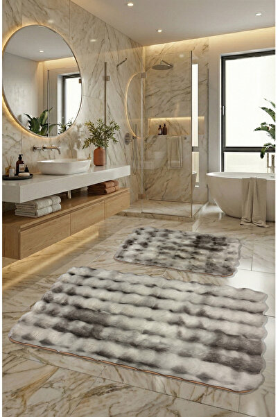 FeelHome فرشة حمام من شعر الأرنب الفقاعي، قاعدة غير قابلة للانزلاق، ناعمة، فا...