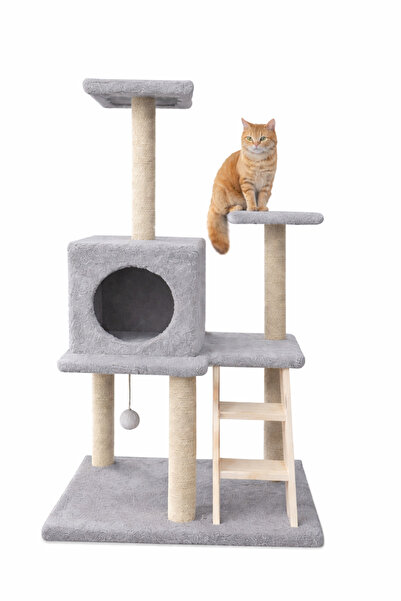 Catoys Çok Katlı Kedi Tırmalama Platformu Merdivenli Kedi Evi (Gri)
