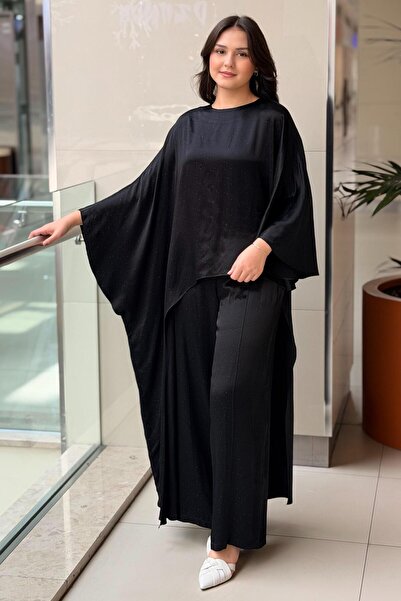 Ghisa Serpme Taşlı Önü Kısa Arkası Uzun Tunik Pantolonlu Takım