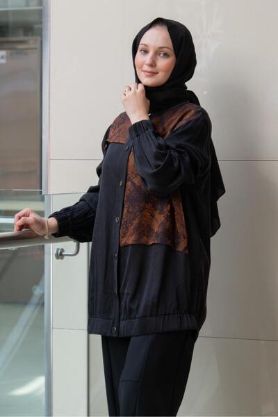 Nuss Jakar Desenli Önden Çıtçıtlı Cupra Kap