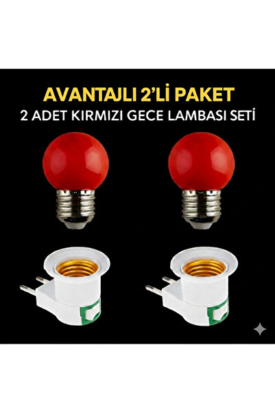 Led Açma Kapama Anahtarlı Duy Fişli + 1w Tasarruflu Renkli E27 Led Gece Lamba...