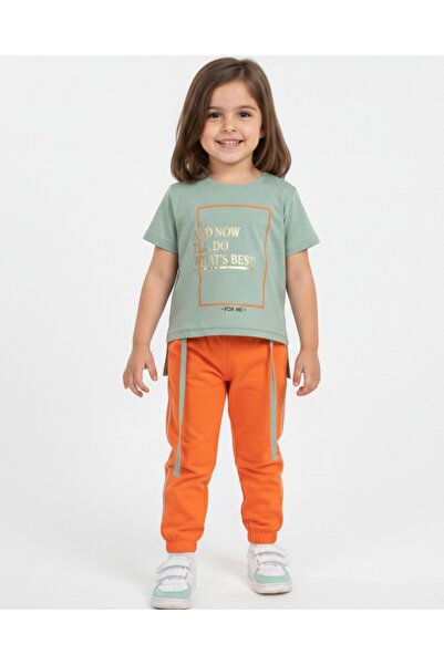 Egelite بنطلون موسلين صيفي بناتي مع تي شيرت طويل من الخلف 2-3-4-5-6 سنة