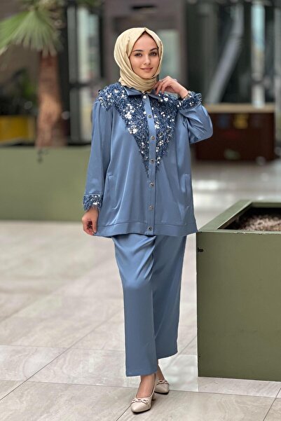 Ghisa Gömleği Tüğ Detaylı Pantolonlu Takım