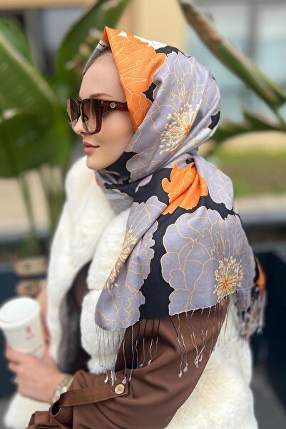 ipekevi 5197 Ortanca Sepeti Desenli İpek Şal