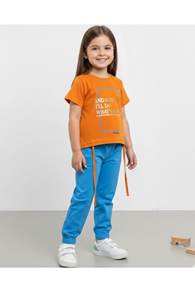 VOY KİDS Girl's Summer Muslin Pants and Long Back T-Shirt 2-3-4-5-6 Years Old...