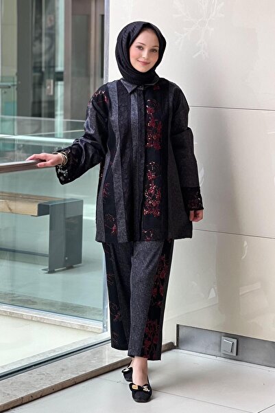 Ghisa Gizli Düğmeli Dantel Detaylı Gömlek Pantolon Takım