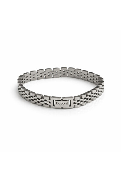 Dupont milano DM-SB-001-SS سوار رجالي من الفولاذ باللون الفضي مقاس 21 سم