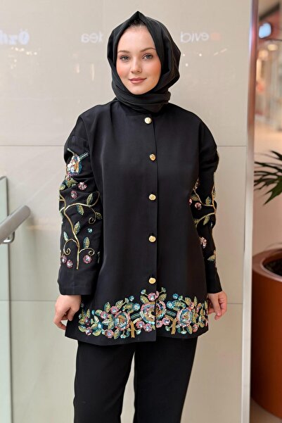Ghisa Önden Düğmeli Boncuk İşlemeli Handmade Ceket