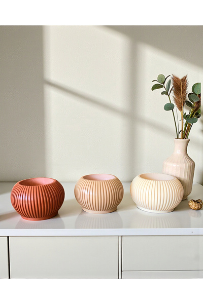 Home El Yapımı Orta Boy Özel Tasarım Beton Saksı Seti