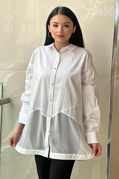 Ghisa Cotton Shirt with Chiffon Detail