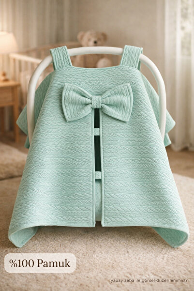 Babycitytr Örgü Pike Puset Örtüsü %100 Pamuk 4 Mevsim YenidoğanBebek Arabası ...