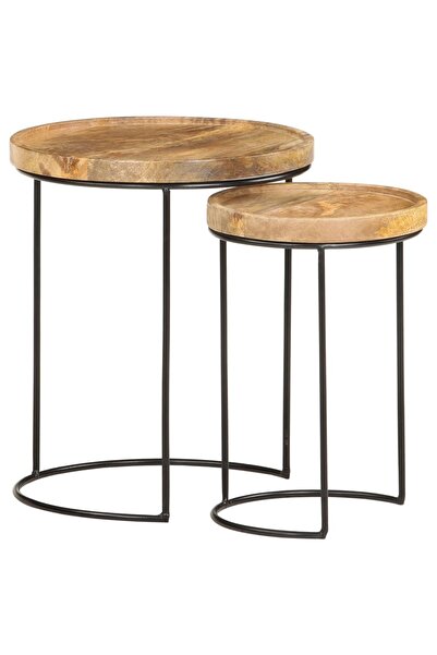 Concept Set măsuță de cafea, 2 piese, lemn masiv de mango și oțel