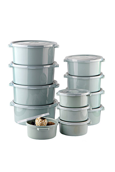 Ginza Maison Set of 12 Food Cans (4X500 ml, 4X1000 ml, 4X2000 ml), Light Gree...