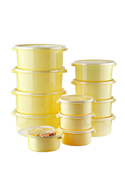 Ginza Maison Set 12 Cutii alimente (4X500 ml, 4X1000 ml, 4X2000 ml), Galben, ...