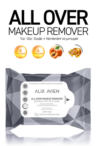 Alix Avien Makyaj Temizleme Mendili - All Over Makeup Remover Wet Wipes 30 PCS
