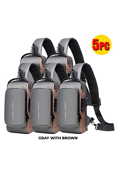 Zen Store GRAY -5PC Combo Waterproof Crossbody Sling Bag Set Men’s Chest & Sh...